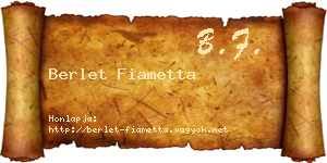 Berlet Fiametta névjegykártya